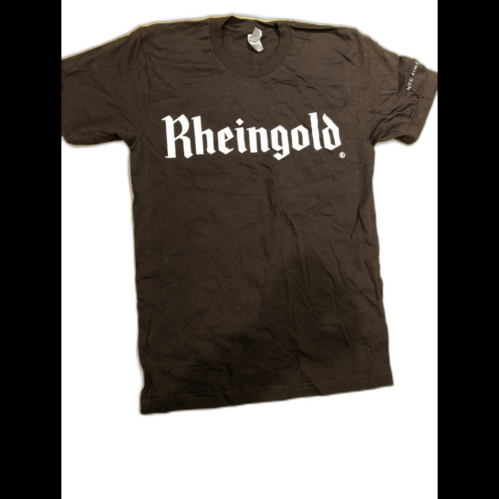 NEW! Retro Vintage Rheingold Beer Classic NY Brown T-Shirt Men's Small NOS